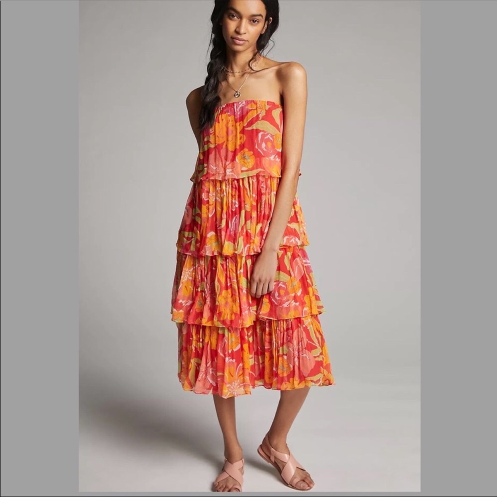 Anthropologie Verb by Pallavi Singhee tiered midi dress